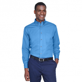 Harriton M500 Easy Blend Long-Sleeve Twill Shirt with Stain Release - Nautical Blue