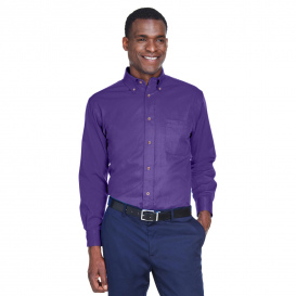 Harriton M500 Easy Blend Long-Sleeve Twill Shirt with Stain Release - Team Purple