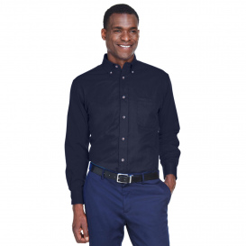 Harriton M500T Men\'s Tall Easy Blend Long Sleeve Twill Shirt with Stain Release - Navy