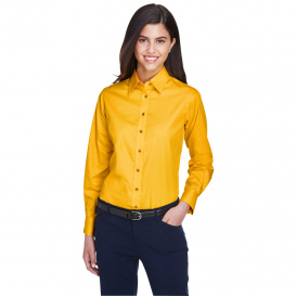 Harriton M500W Ladies Easy Blend Long Sleeve Twill Shirt with Stain Release - Sunray Yellow