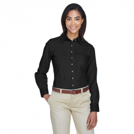 Harriton M550W Ladies 6.5 oz. Long Sleeve Denim Shirt - Washed Black