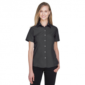 Harriton M560W Ladies Barbados Textured Camp Shirt - Black