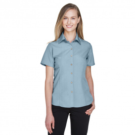 Harriton M560W Ladies Barbados Textured Camp Shirt - Cloud Blue