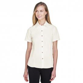 Harriton M560W Ladies Barbados Textured Camp Shirt - Creme