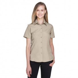 Harriton M560W Ladies Barbados Textured Camp Shirt - Khaki
