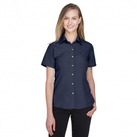 Harriton M560W Ladies Barbados Textured Camp Shirt - Navy