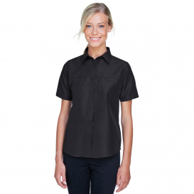 Harriton M580W Ladies Key West Short Sleeve Performance Staff Shirt - Black