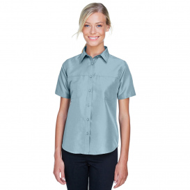 Harriton M580W Ladies Key West Short Sleeve Performance Staff Shirt - Cloud Blue