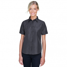 Harriton M580W Ladies Key West Short Sleeve Performance Staff Shirt - Dark Charcoal