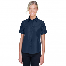 Harriton M580W Ladies Key West Short Sleeve Performance Staff Shirt - Navy