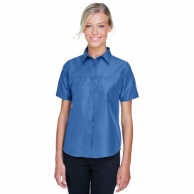 Harriton M580W Ladies Key West Short Sleeve Performance Staff Shirt - Pool Blue