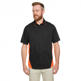 Harriton M586 Men\'s Flash IL Colorblock Short-Sleeve Shirt - Black/Team Orange