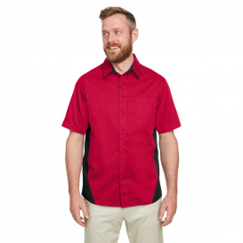 Harriton M586 Men\'s Flash IL Colorblock Short-Sleeve Shirt - Red/Black