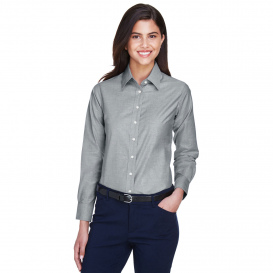 Harriton M600W Ladies Long Sleeve Oxford with Stain Release - Oxford Grey