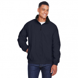 Harriton M740 Adult Fleece Lined Nylon Jacket - Navy/Black