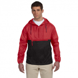 Harriton M750 Adult Packable Nylon Jacket - Red/Black