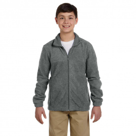 Harriton M990Y Youth 8 oz. Full-Zip Fleece - Charcoal