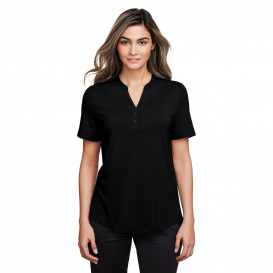 North End NE100W Ladies Jaq Snap-Up Stretch Performance Henley - Black