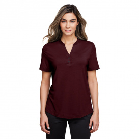 North End NE100W Ladies Jaq Snap-Up Stretch Performance Henley - Burgundy