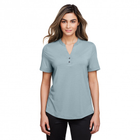 North End NE100W Ladies Jaq Snap-Up Stretch Performance Henley - Opal Blue