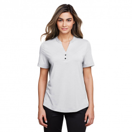 North End NE100W Ladies Jaq Snap-Up Stretch Performance Henley - Platinum