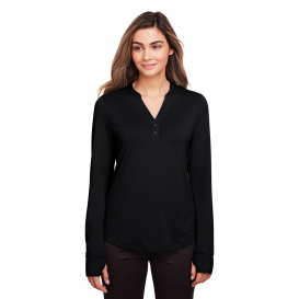 North End NE400W Ladies Jaq Snap-Up Stretch Performance Pullover - Black