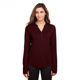 North End NE400W Ladies Jaq Snap-Up Stretch Performance Pullover - Burgundy