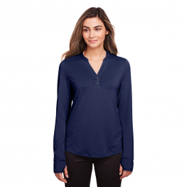 North End NE400W Ladies Jaq Snap-Up Stretch Performance Pullover - Classic Navy