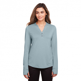 North End NE400W Ladies Jaq Snap-Up Stretch Performance Pullover - Opal Blue