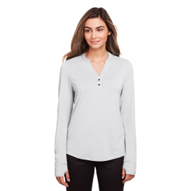 North End NE400W Ladies Jaq Snap-Up Stretch Performance Pullover - Platinum