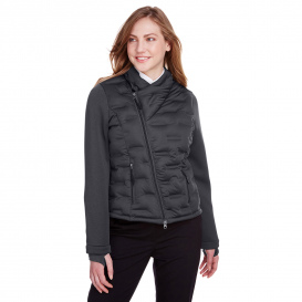 North End NE710W Ladies Loft Pioneer Hybrid Bomber jacket - Carbon/Black Heather/Black