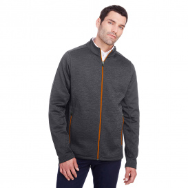 North End NE712 Men\'s Flux 2.0 Full-Zip Jacket - Black Heather/Orange Soda