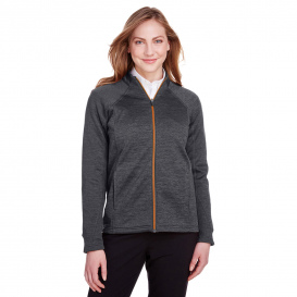 North End NE712W Ladies Flux 2.0 Full-Zip Jacket - Black Heather/Orange Soda