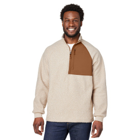 North End NE713 Men\'s Aura Sweater Fleece Quarter-Zip - Oatmeal Heather/Teak