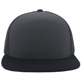 Pacific Headwear P787 6-Panel Arch Trucker Snapback Cap - Charcoal/Black