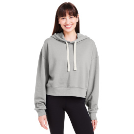 glyder PDP1725 Ladies Vintage Oversized Cropped Hooded Sweatshirt - Ash Gray