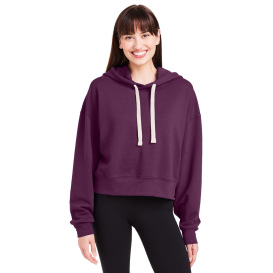 glyder PDP1725 Ladies Vintage Oversized Cropped Hooded Sweatshirt - Mulberry