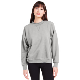 glyder PDP6789 Ladies Vintage Oversized Crew Pullover - Ash Gray