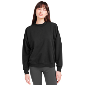 glyder PDP6789 Ladies Vintage Oversized Crew Pullover - Black