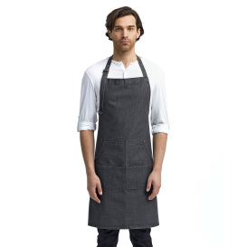 Reprime RP126 Unisex Jeans Stitch Denim Bib Apron - Black Denim