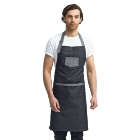 Reprime RP127 Unisex Domain Contrast Denim Bib Apron - Black Denim