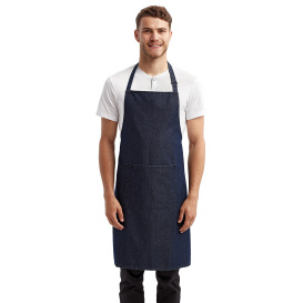 Reprime RP154 Unisex Colours Sustainable Pocket Bib Apron - Indigo Denim