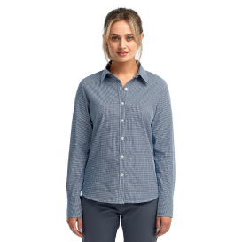 Reprime RP320 Ladies\' Microcheck Gingham Long-Sleeve Cotton Shirt - Navy/White