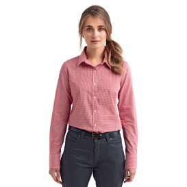 Reprime RP320 Ladies\' Microcheck Gingham Long-Sleeve Cotton Shirt - Red/White