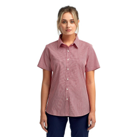 Reprime RP321 Ladies\' Microcheck Gingham Short-Sleeve Cotton Shirt - Red/White