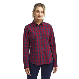 Reprime RP350 Ladies\' Mulligan Check Long-Sleeve Cotton Shirt - Red/Navy