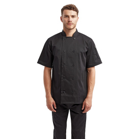 Reprime RP656 Unisex Short-Sleeve Sustainable Chef\'s Jacket - Black