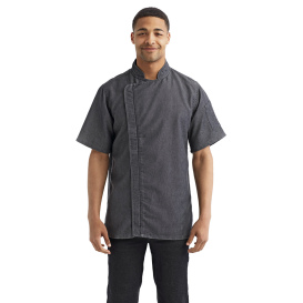 Reprime RP906 Unisex Zip-Close Short Sleeve Chef\'s Coat - Black Denim