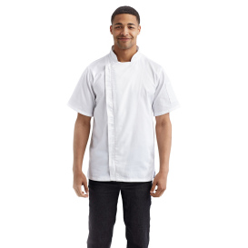 Reprime RP906 Unisex Zip-Close Short Sleeve Chef\'s Coat - White