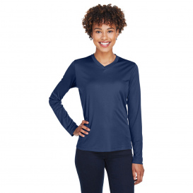 Team 365 TT11WL Ladies Zone Performance Long Sleeve T-Shirt -Sport Dark Navy